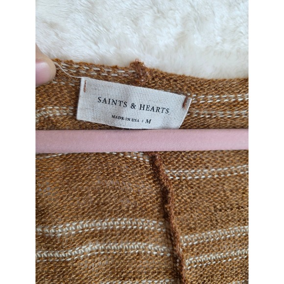 SAINTS & HEARTS Womens Striped V Neck Cropped Sweater Size M - Picture 4 of 6